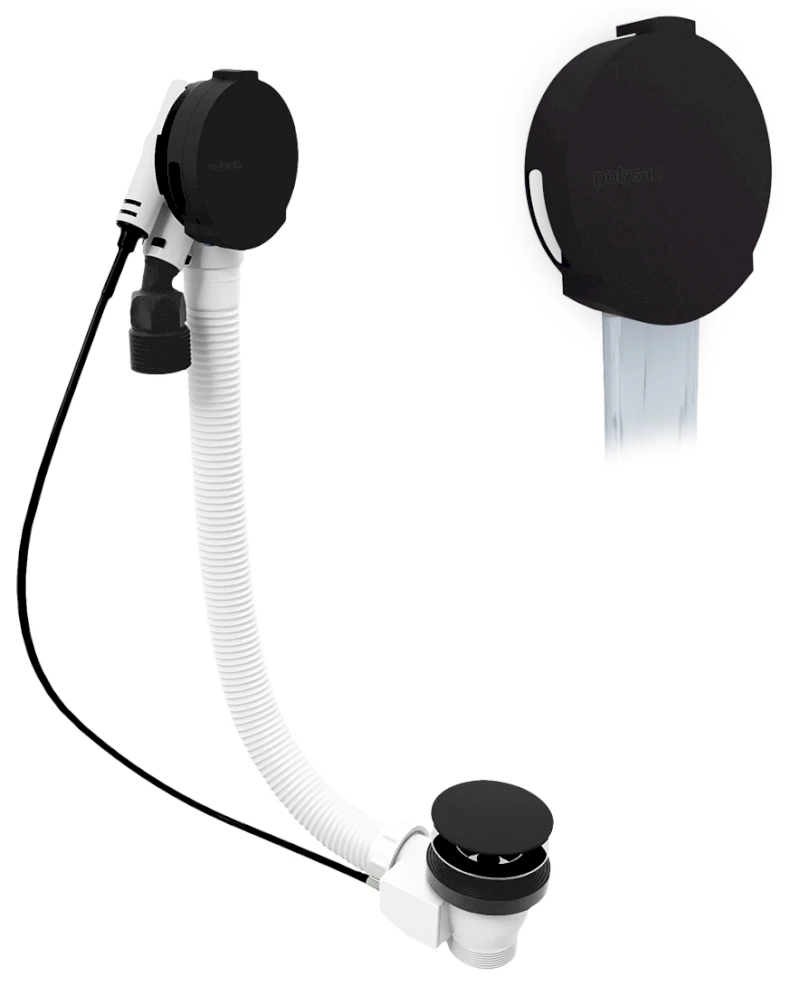 Vanová souprava s napouštěním, bovden, délka 800mm, zátka 72mm, černá mat 71853.21