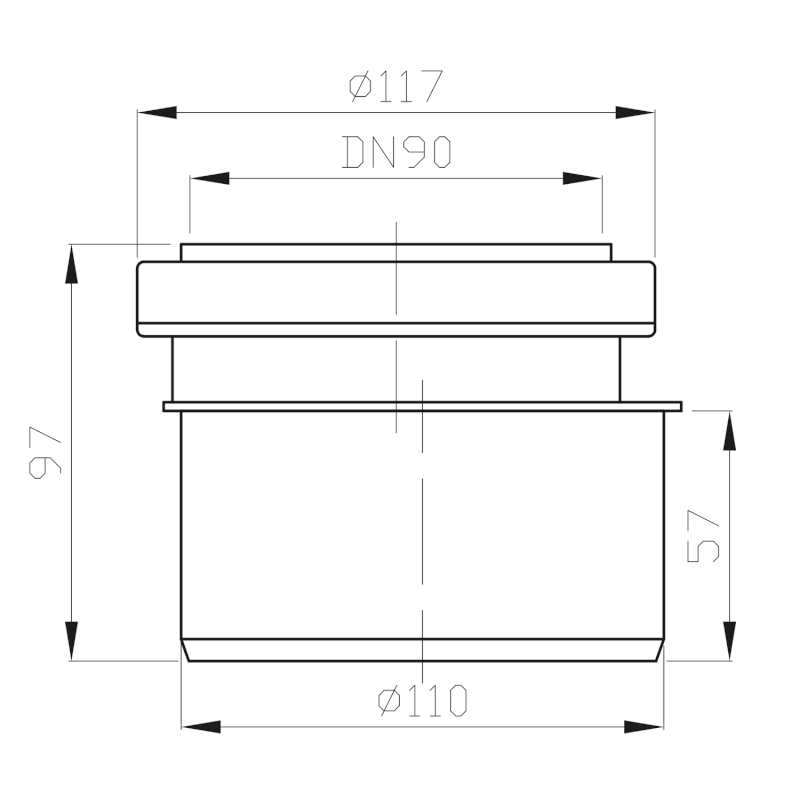 Spojovací redukce nízká 110/90mm 159.345.0