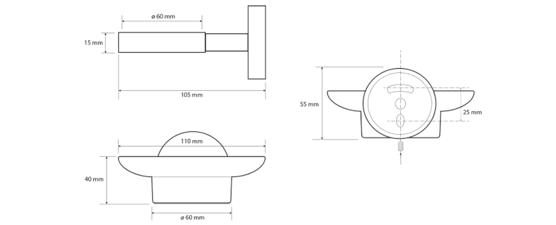 X-ROUND COPPER mýdlenka, mléčné sklo, měď mat XR803PG