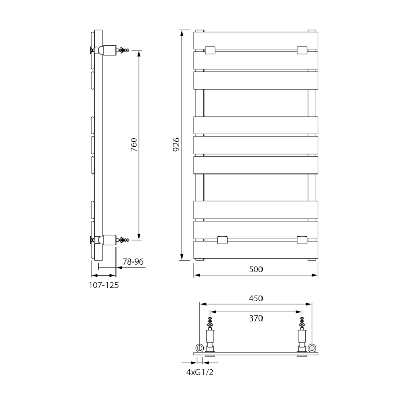 BONDECO otopné těleso 500x926mm, černá mat DC592B