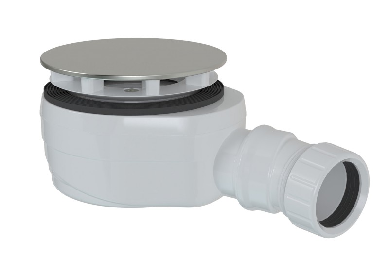 Vaničkový sifon, průměr 90mm, DN40, nízký, krytka nerez lesk 17916