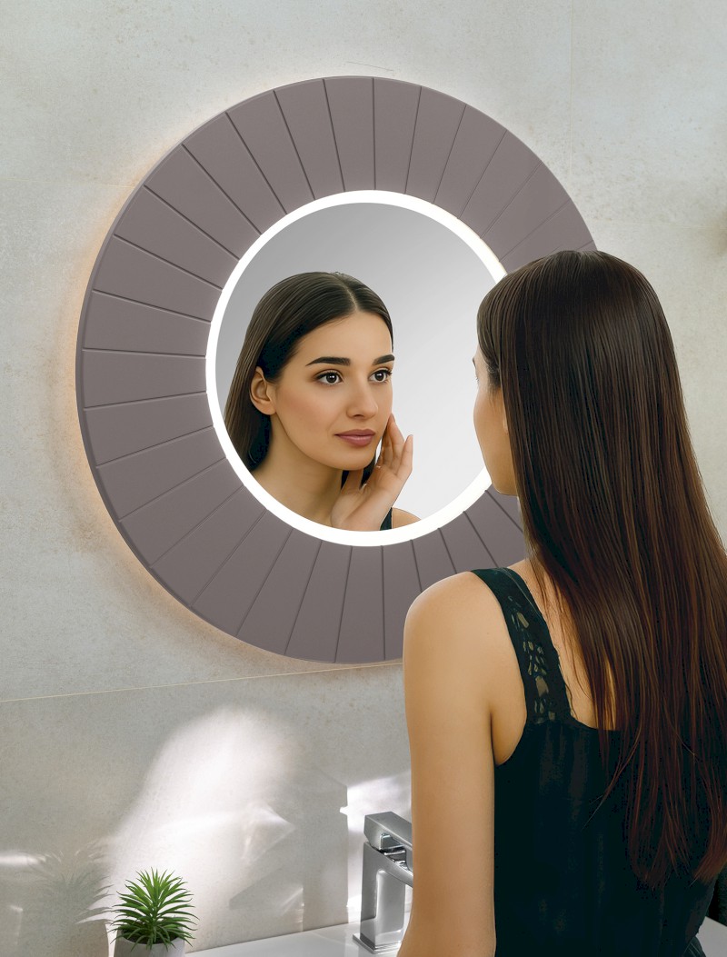 LUMIRO STRIP kulaté zrcadlo s LED osvětlením v rámu ø 75cm, agila LR750-4343S