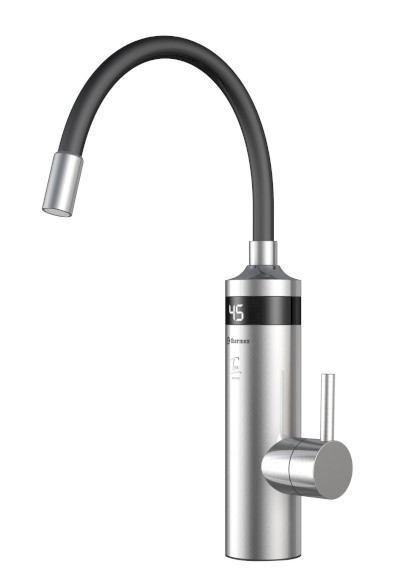 TON elektrická vodovodní baterie s průtokovým ohřívačem vody, flexi ramínko, 230V, 3kW, černá/nerez 211085