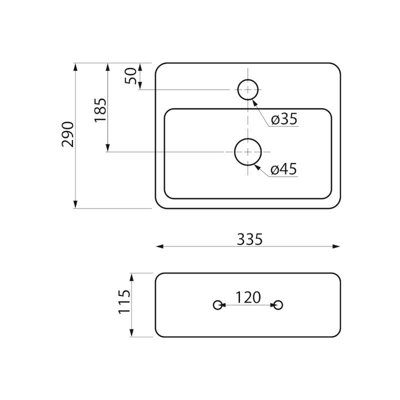 GIULIA keramické umývátko 33,5x29cm, černá mat BH7002B