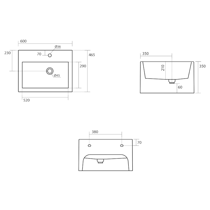 KANAAL keramické umyvadlo 60x46,5cm, verde mat 574011