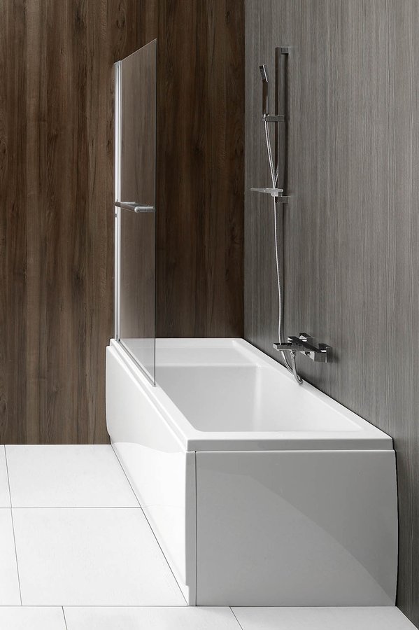 RIONI vanová zástěna s pneumatickým zdvihem, š. 710mm, stříbrná, čiré sklo 72915