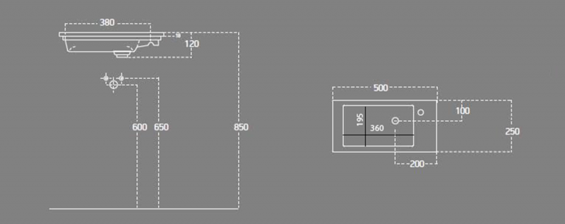 ZUNO 50 keramické umývátko nábytkové 50x25cm, bílá 9050