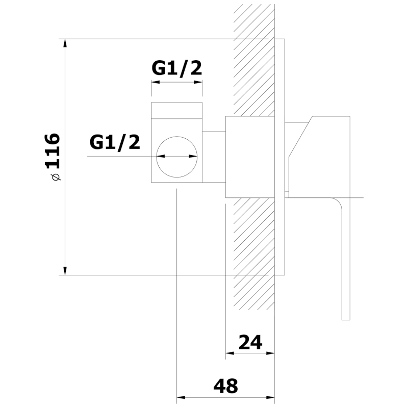 SIEGER podomítková sprchová baterie, 1 výstup, chrom 914.041.1