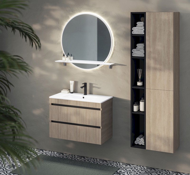 EZARA umyvadlová skříňka 78x54x39cm, dub stříbrný EZ792-1111