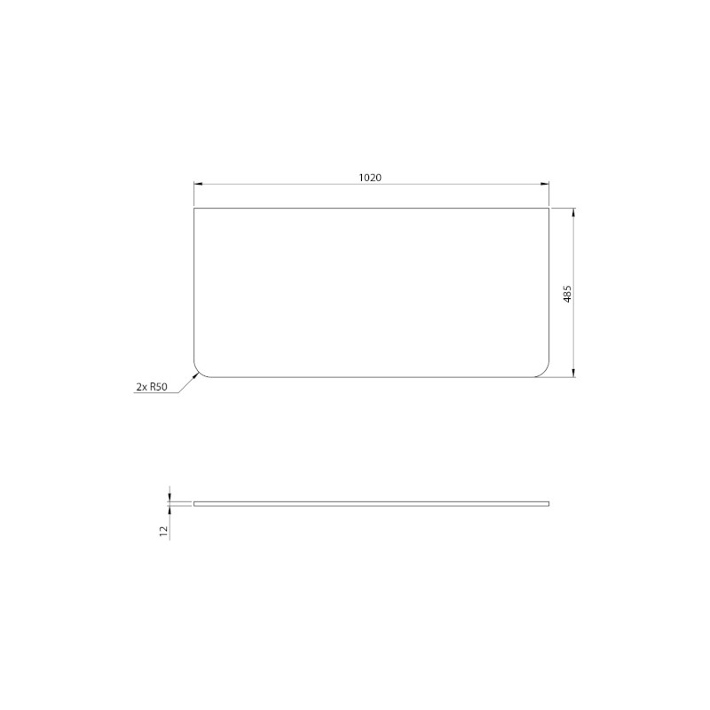 PREMIO deska kompozit 102x1,2x48,5cm, černá mat PRE100-3535