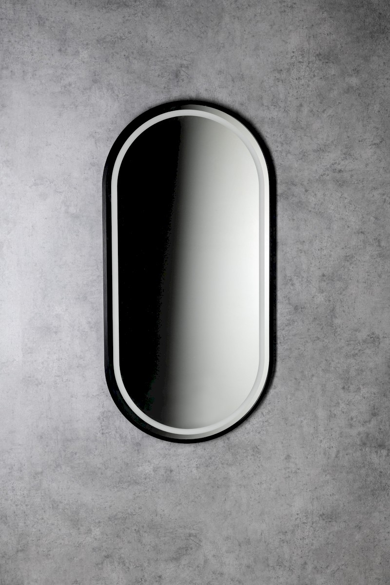 KAIRA oválné zrcadlo s LED osvětlením 45x90cm, černá mat KA450