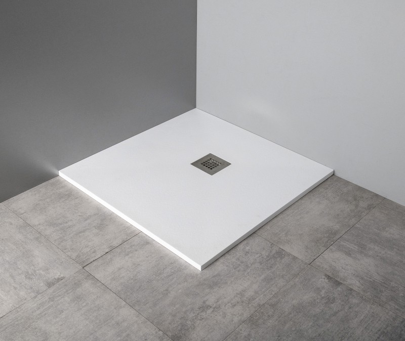 MITIA sprchová vanička z litého mramoru, čtverec 90x90cm, bílá PMB9090