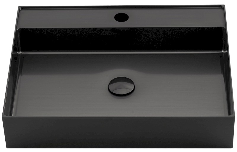 AURUM nerezové nástěnné umyvadlo, 55x42cm, včetně výpusti, gun metal AU102