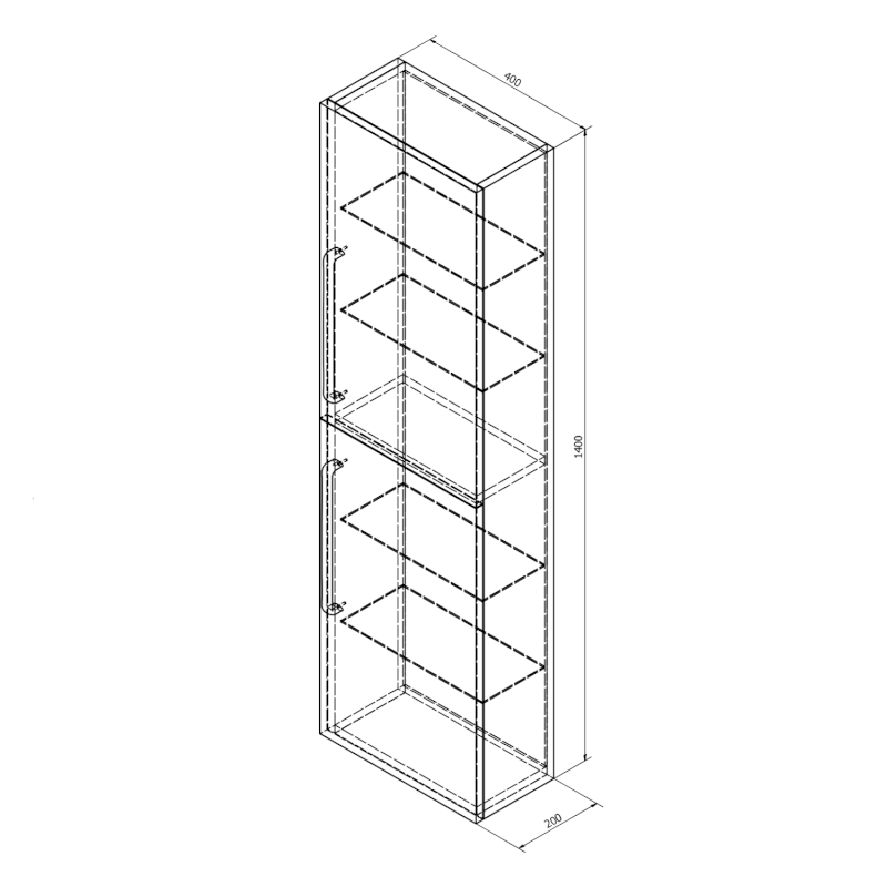 THEIA skříňka vysoká 40x138x20cm, 2x dvířka, levá/pravá, bílá TH400-3030