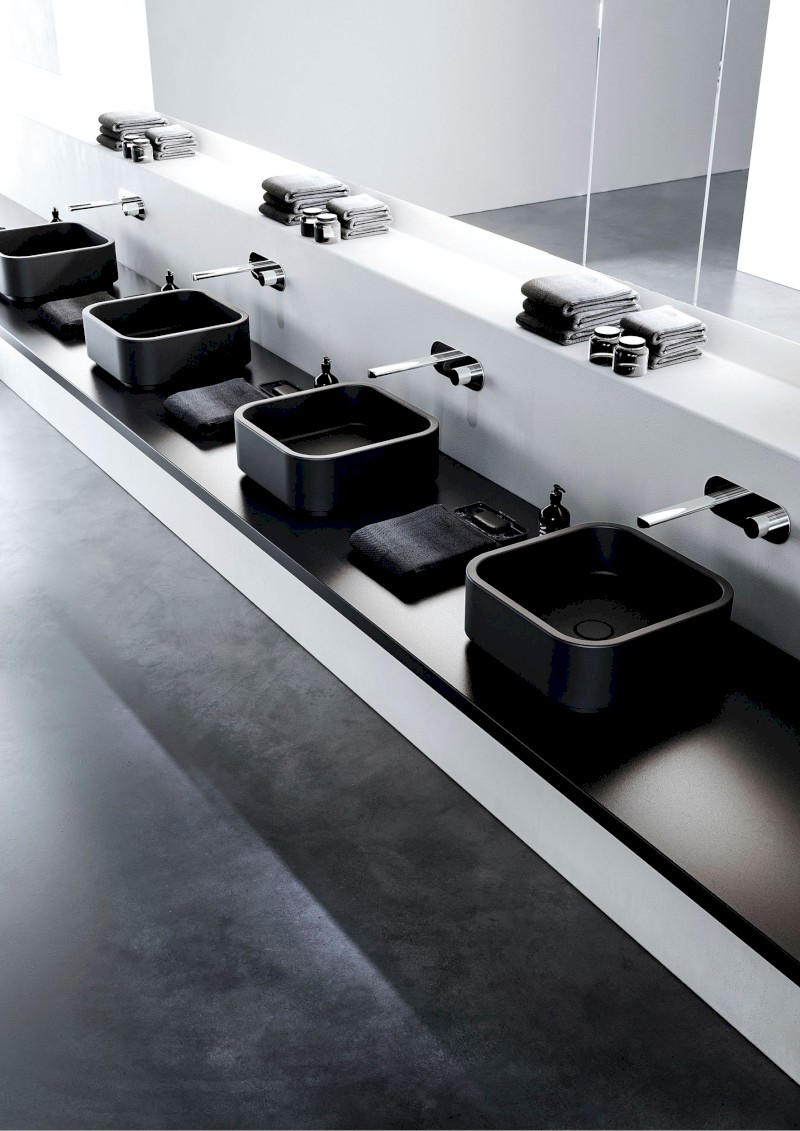 HAKO keramické umyvadlo na desku 30x30cm, černá mat 554331