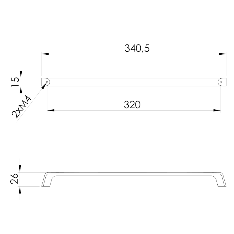 Kovová úchytka, 340,5/320mm, zlato mat DM360