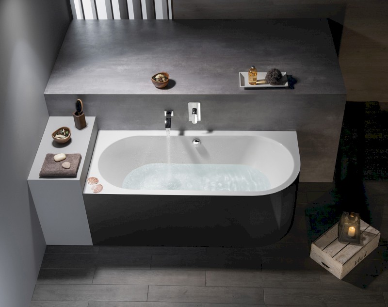 VIVA L MONOLITH asymetrická vana 170x75x60cm, bílá/černá 70119MB