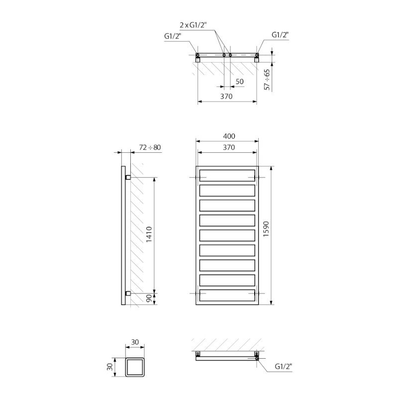 GIANLUCA otopné těleso 400x1590mm, černá mat GL159B