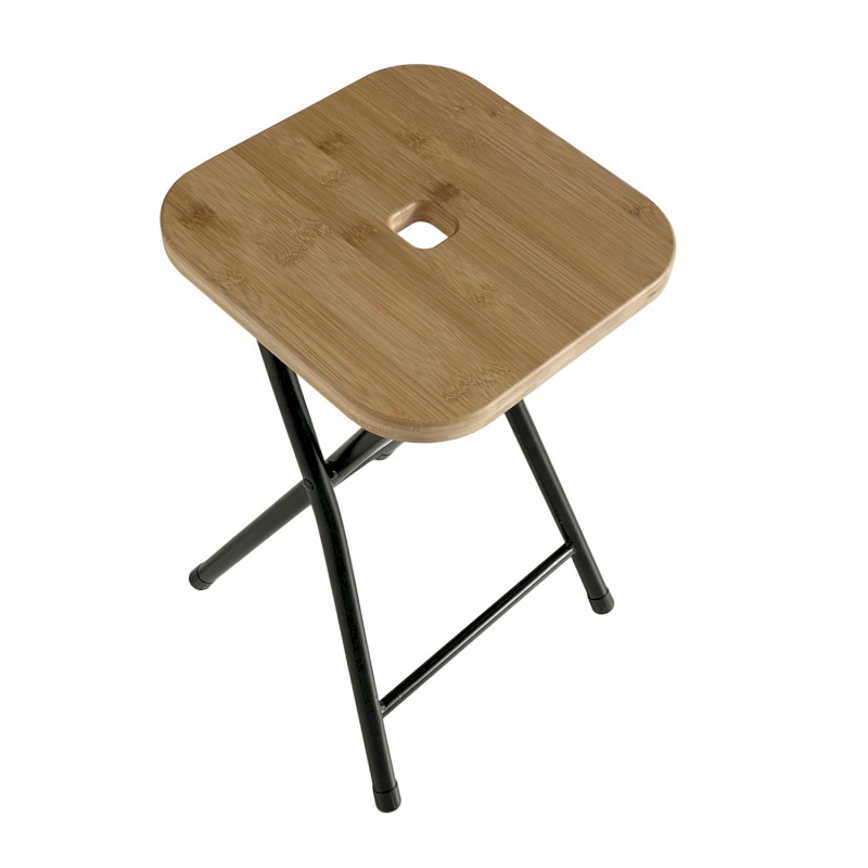 KENTA koupelnová stolička,  27x27cm, černá/bambus CO77