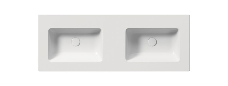 PURA keramické dvojumyvadlo Slim 122x46cm, bez otvoru, bílá mat 8888009