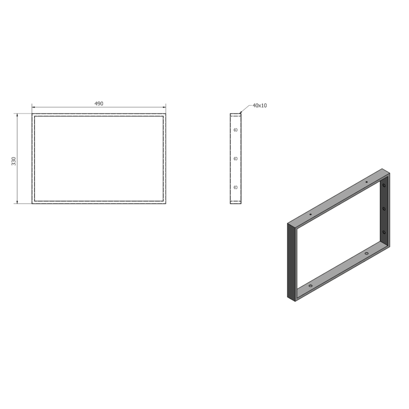 Podpěrná konzole 490x330x40mm, lakovaná ocel, bílá mat, 1 ks 30371