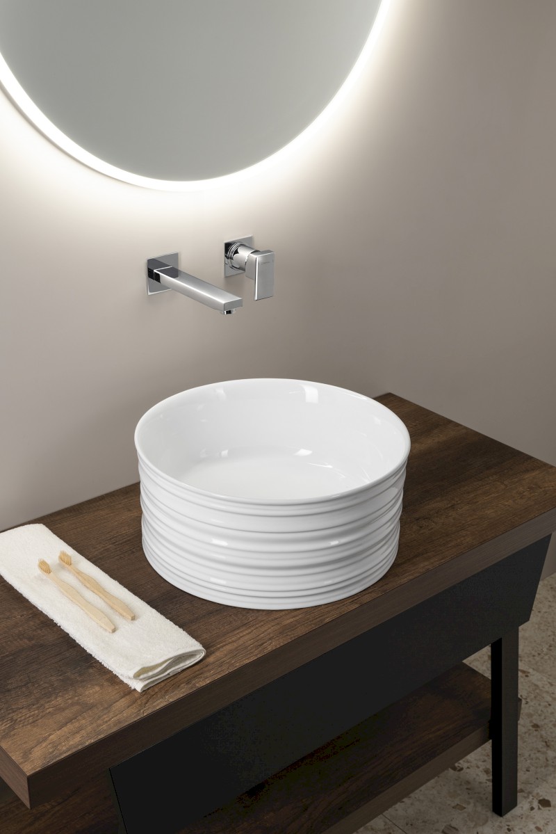 ALETTE keramické umyvadlo na desku, vysoké, Ø 41cm, bílá AR459