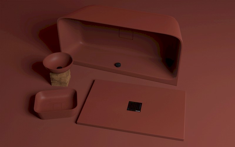 FLEXIA vanička z litého mramoru s možností úpravy rozměru, 120x100cm, hnědá mat 71563.71