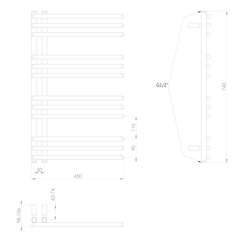 POSEIDON otopné těleso 450x740mm, bílá PS474