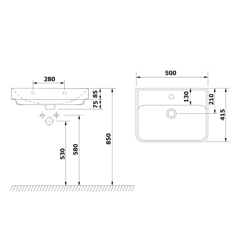 NEON keramické umyvadlo 50x41,5cm, bílá 201.131.0