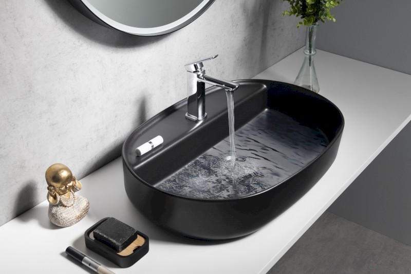 INFINITY OVAL keramické umyvadlo na desku, 60x40cm, černá mat 10NF65060-2N
