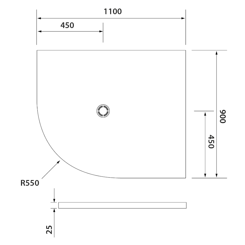 FLEXIA vanička z litého mramoru čtvrtkruh, s možností úpravy rozměru, 110x90cm, R550, pravá 91361