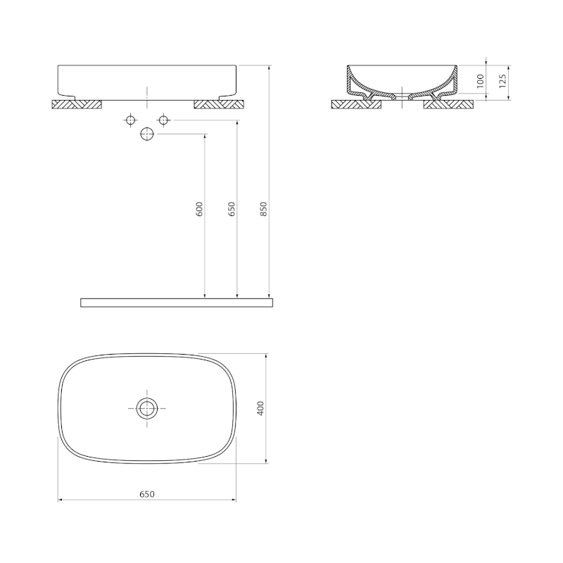 MATTEO keramické umyvadlo na desku 65x40cm, zelená mat 3064-128