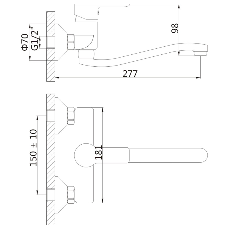 BARON nástěnná baterie, chrom 612.015.1
