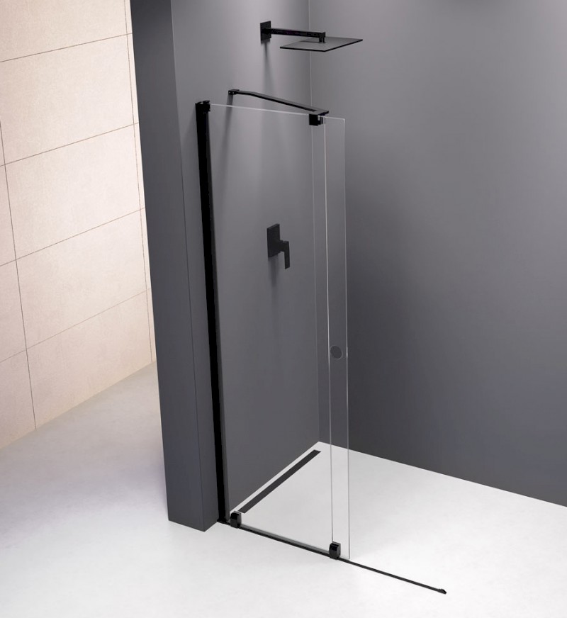 ROLLS BLACK sprchové dveře do prostoru 1600 mm, výška 2000 mm, čiré sklo MS5-160B