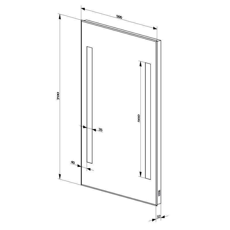 Zrcadlo s LED osvětlením 50x70cm, kolébkový vypínač ATH5
