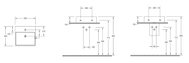 PURITY keramické umyvadlo 50x42cm, bílá 10PL50050