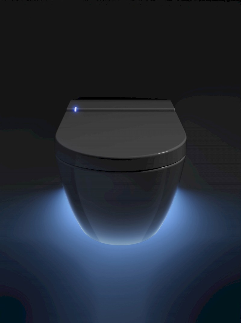 WCLEAN závěsné WC Swirlflush s integrovaným elektronickým bidetem, černá dual-mat 7418K26