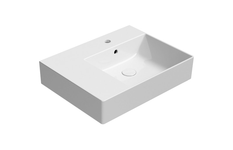 KUBE X keramické umyvadlo 60x47cm, s odkládací plochou vlevo, bílá ExtraGlaze 9439111
