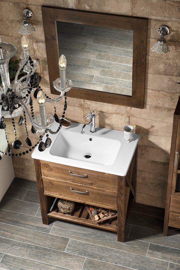 BRAND zrcadlo v dřevěném rámu 60x80cm, mořený smrk BA058S