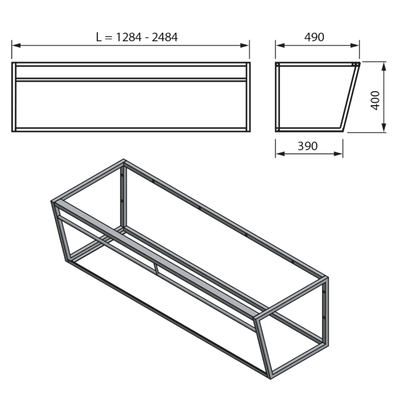 ARUBA konzole s policí 128,4x40x49 cm, černá mat ARK130