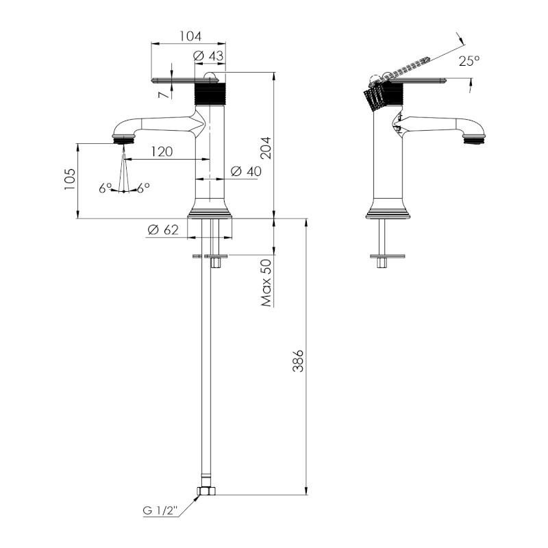 BEBÉ stojánková umyvadlová baterie, bronz BB002/18