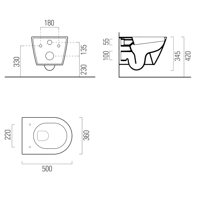 KUBE X závěsná WC mísa, GeniusFlush, 36x50cm, bílá ExtraGlaze 941211