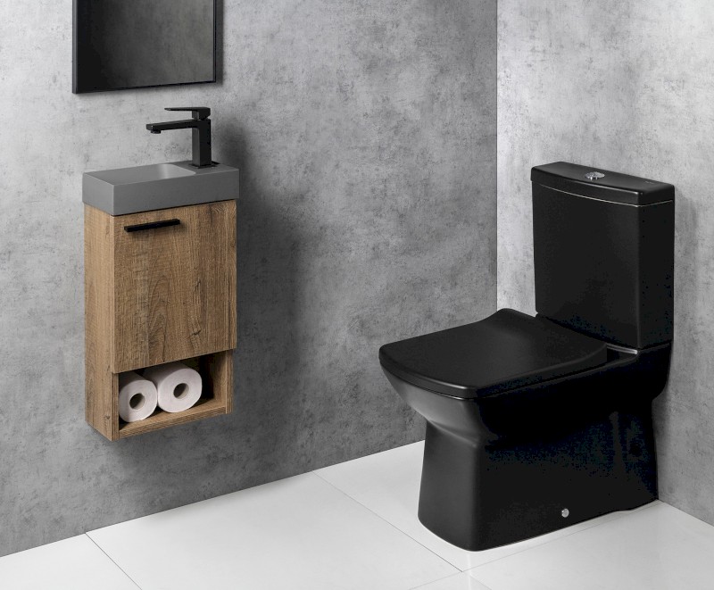 PICCOLINO betonové umývátko 30,8x17cm, baterie vpravo, šedá mat PK30517