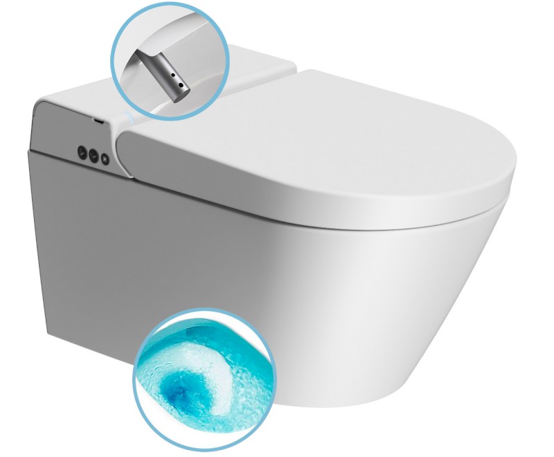 WCLEAN závěsné WC Swirlflush s integrovaným elektronickým bidetem, bílá dual-mat 7418K09