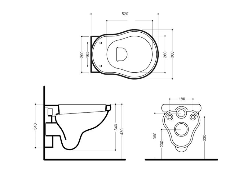 RETRO závěsná WC mísa, 38x52cm, bílá 101501