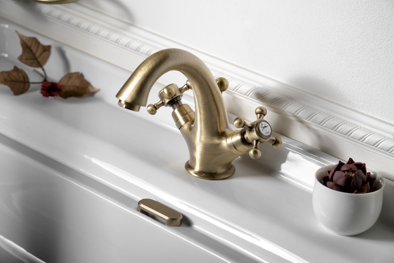 ANTEA stojánková umyvadlová baterie vysoká s výpustí, bronz 3276