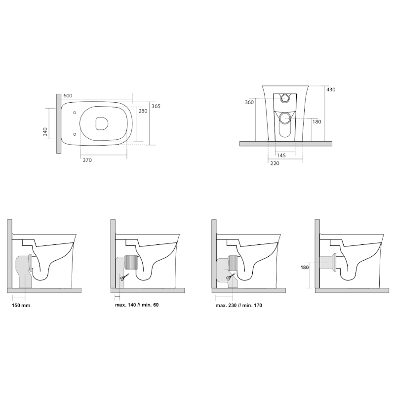 THE NEW YORKER WC mísa stojící, 36,5x60cm, spodní/zadní odpad, bílá 561801