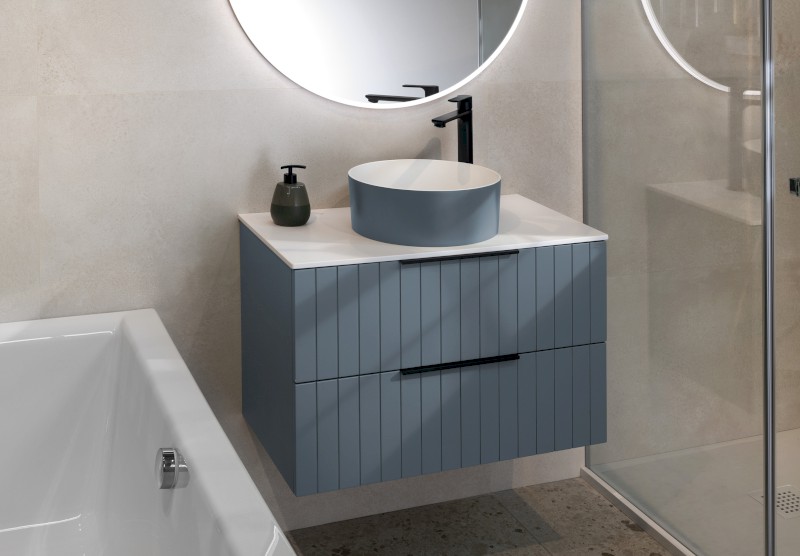 THIN umyvadlo na desku, Rockstone, Ø 38 cm, siena/bílá mat WN548-42