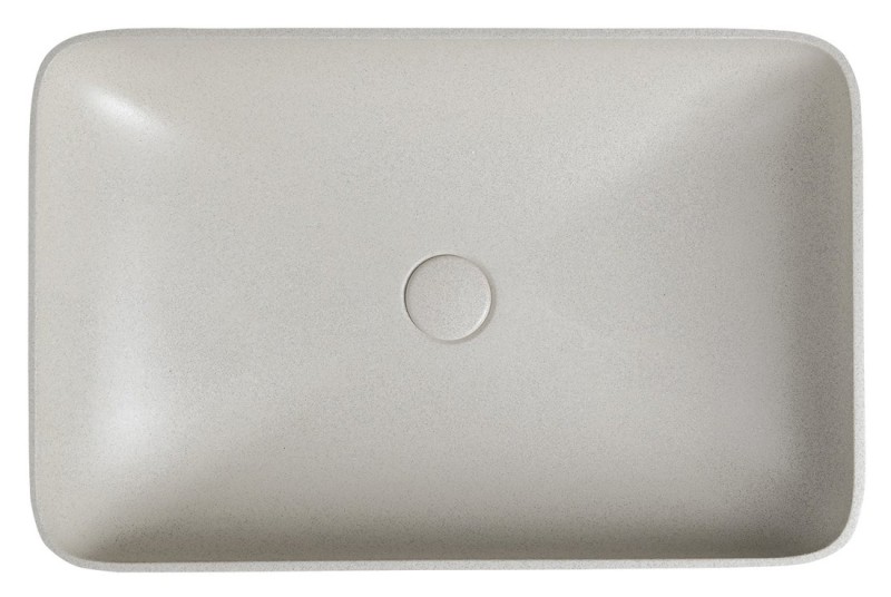 INFRANE betonové umyvadlo na desku, včetně výpusti, 57x37cm, bílý pískovec AR460