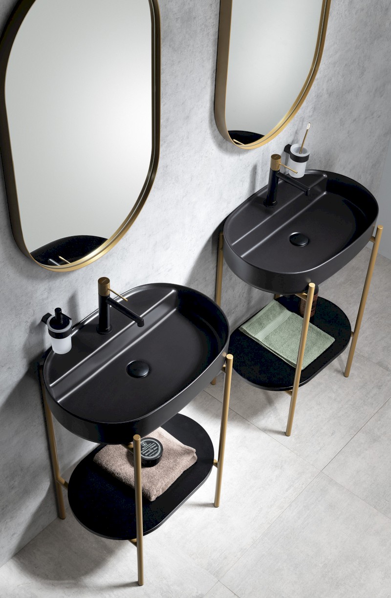 INFINITY OVAL keramické umyvadlo na desku, 60x40cm, černá mat 10NF65060-2N